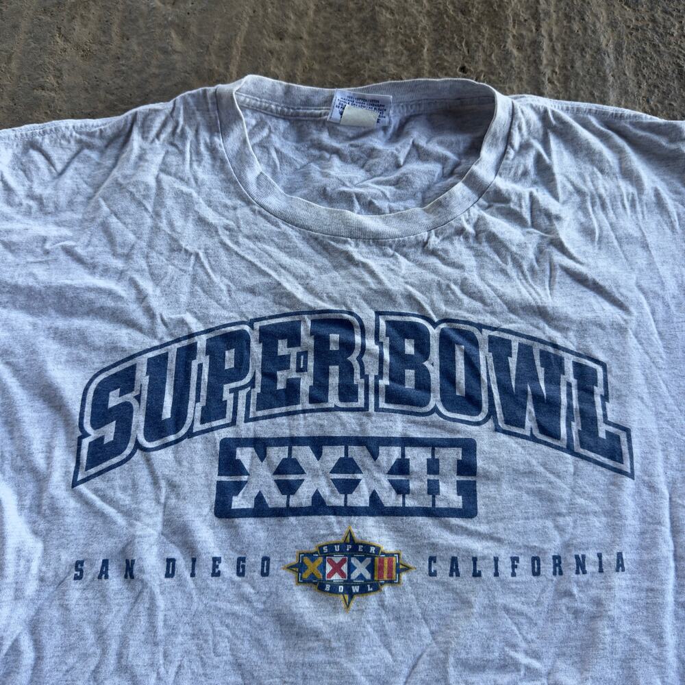 VINTAGE 90S REEBOX SUPER BOWL XXXII T-SHIRT GRAPHIC FOOT LOCKER NFL MENS XL